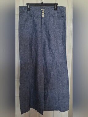 Anthropologie Cidra Linen Chambray Wide Leg Pants 10T